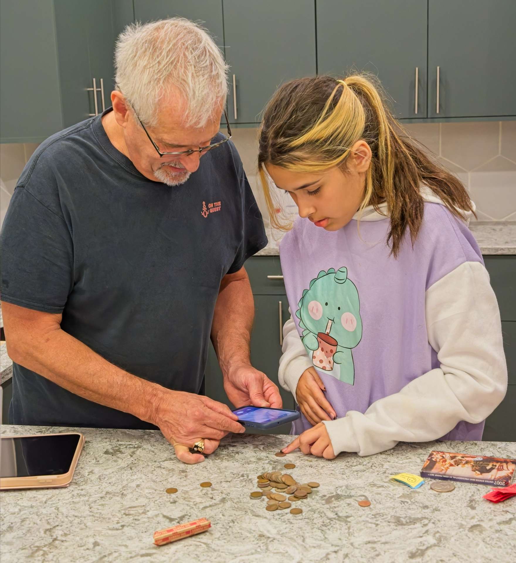 Youth coin collecting.